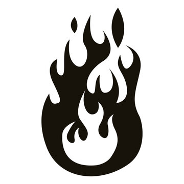 Cartoon fire illustration black white