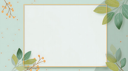 Obraz premium A beautiful floral design a white square and gold border on a light green background