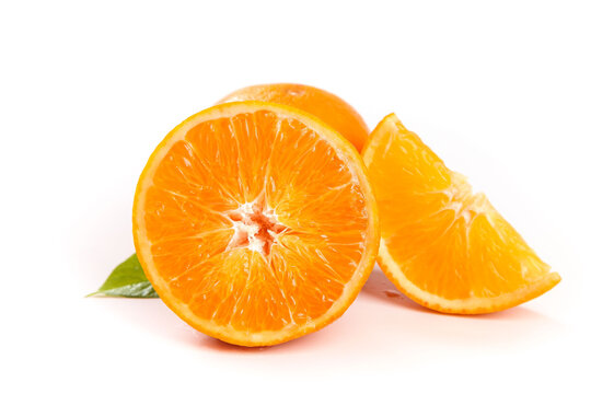 Fresh Orange Slices on White Background - Citrus Fruit Studio Photography