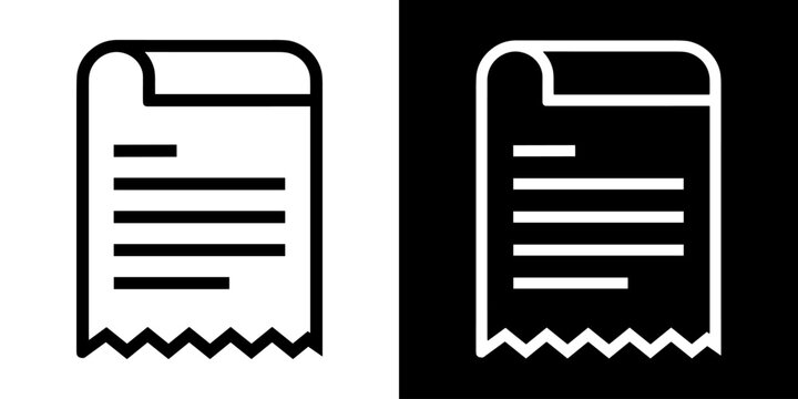 receipt icon concept in flat black and white style on clean background vector illustration design