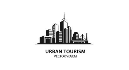 Fototapeta premium City Skyline Silhouette, Urban Tourism Concept Vector Illustration