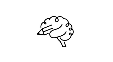 Obraz premium Creative Brain with Pencil Icon for Idea Generation and Learning