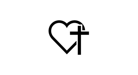 Obraz premium Heart and Cross Symbol of Christian Love, Faith, and Spirituality
