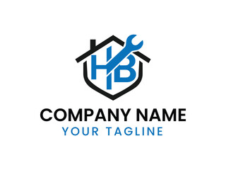 Fototapeta premium A modern logo design featuring a house shape combined with a wrench inside a shield outline high quality