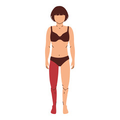 Fototapeta premium Female figure illustrates one leg affected by redness and swelling indicating a medical condition