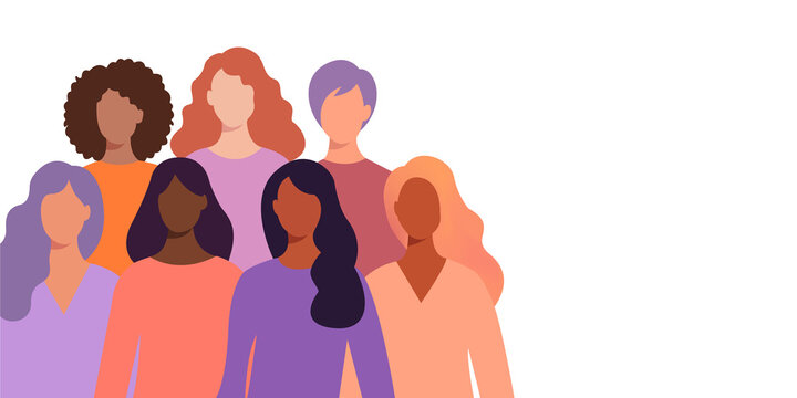 Diverse Women Group Illustration Isolated on Transparent Background, International Women&rsquo;s Day Concept.