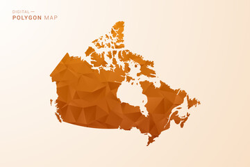 Naklejka premium Canada Map - Low Poly Polygon Vector Illustration in Orange Hue, Clean Geometric Style, Isolated on White Background.