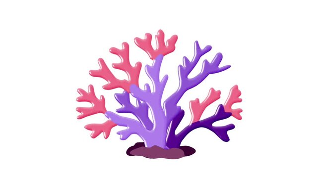 2D Animated Branch Coral with Purple Pink Gradient for Underwater Ocean Theme Loop