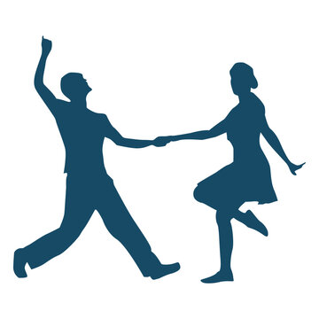 Lindy hop dance couple silhouette