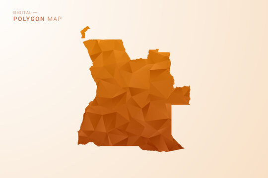 Angola Map - Low Poly Polygon Vector Illustration in Orange Hue, Clean Geometric Style, Isolated on White Background.