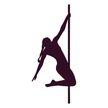 Woman pole dancer silhouette