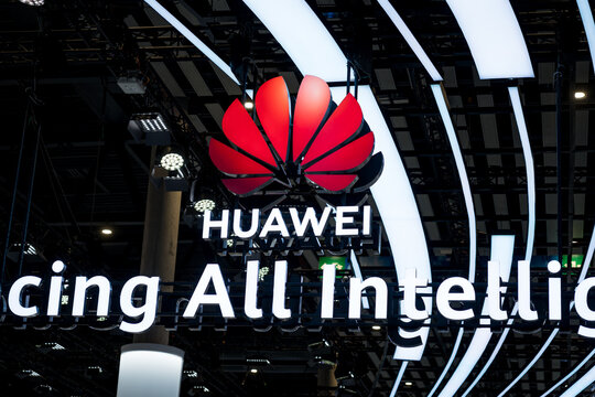 Barcelona, Spain - 02.03.2026: the Huawei logo is seen at the Mobile World Congress or MWC, a trade show dedicated to telco and mobile technology