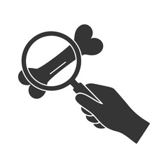 ルーペを持つ手のシルエットアイコン　骨