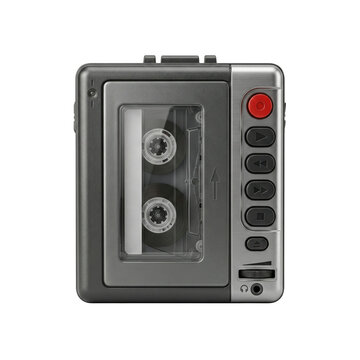 Retro handheld cassette player and recorder with tape