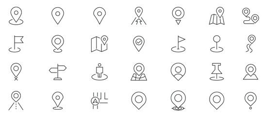 Map Location Line Editable Icons set. stock illustration Map Pin Icon, Icon Symbol, Direction, Map, Editable Stroke © WASIF-MEHMOOD