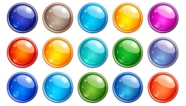 Colorful Round Glass Buttons - A Vibrant Collection for Design Projects.