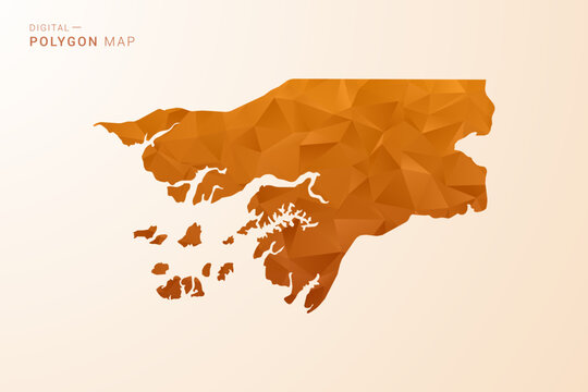 Guinea-Bissau Map - Low Poly Polygon Vector Illustration in Orange Hue, Clean Geometric Style, Isolated on White Background.