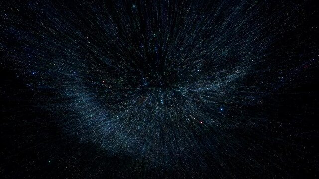 Expansive cosmic view with stars and light streaks creating a sense of motion through space. Represents the vastness of the universe and exploration of the unknown
