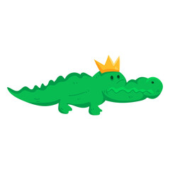 Fototapeta premium Cute crown crocodile alligator tail flat
