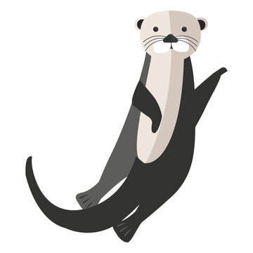 Sea otter waving flat