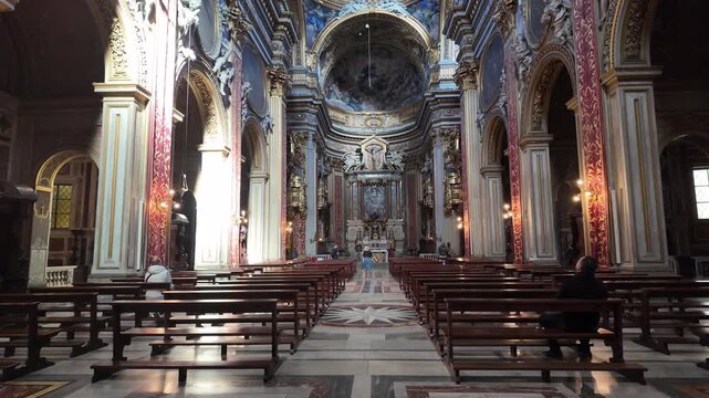 Cinematic Slow Motion Interior Chiesa Nuova Santa Maria In Vallicella Rome
