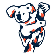 Koala hanging on tree duotone © Vexels