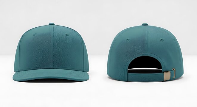 mockup of a teal color snapback cap
