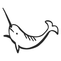 Narwhal tusk tail flipper doodle mammal © Vexels