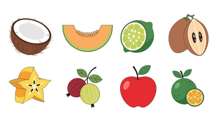 Colorful fruit assortment isolated on white