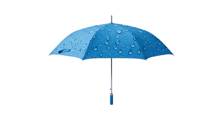 Obraz premium Blue umbrella with raindrops on white background