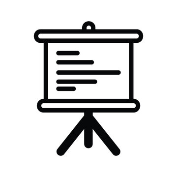 A presentation flip chart on a stand with a few lines of text on the board