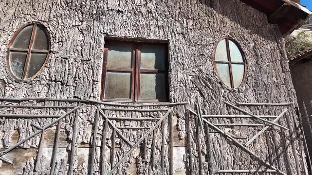 Traditional Clay Mazanka House Facade Exterior Slow Motion