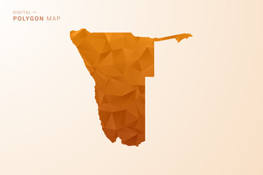 Namibia Map - Low Poly Polygon Vector Illustration in Orange Hue, Clean Geometric Style, Isolated on White Background.