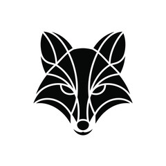 Fototapeta premium Stylized black and white fox head illustration with geometric shapes