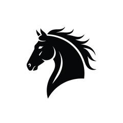 Elegant black silhouette of a horse head and flowing mane design © MSTSALMA