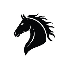 Elegant black silhouette of a horse s head and flowing mane