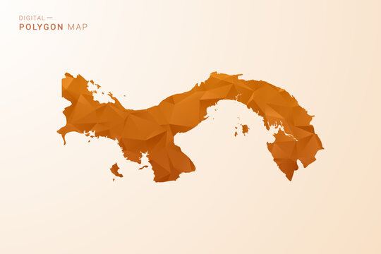 Panama Map - Low Poly Polygon Vector Illustration in Orange Hue, Clean Geometric Style, Isolated on White Background.