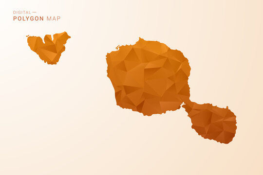 French Polynesia Map - Low Poly Polygon Vector Illustration in Orange Hue, Clean Geometric Style, Isolated on White Background.