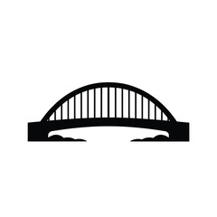 Obraz premium Minimalist black and white illustration of an arched bridge structure