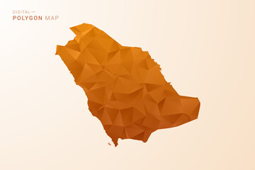 Saudi Arabia Map - Low Poly Polygon Vector Illustration in Orange Hue, Clean Geometric Style, Isolated on White Background.