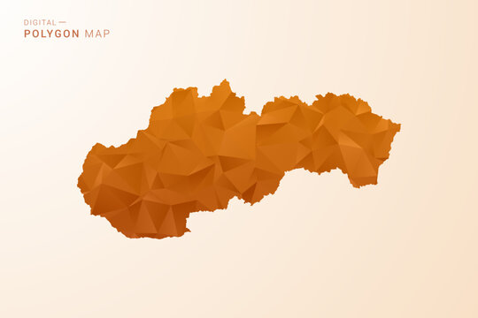 Slovakia Map - Low Poly Polygon Vector Illustration in Orange Hue, Clean Geometric Style, Isolated on White Background.
