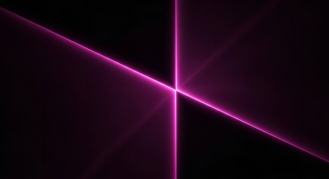 A vibrant pink laser beam intersecting in a dark background