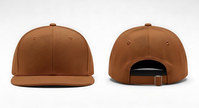 mockup of a caramel brown color snapback cap
