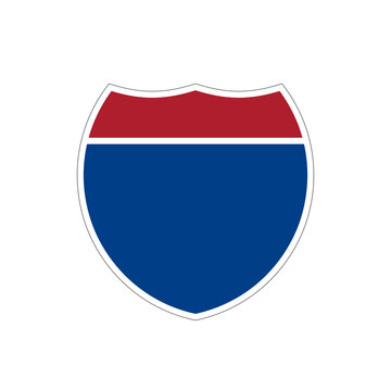 American Interstate Highway road blank shield sign, US