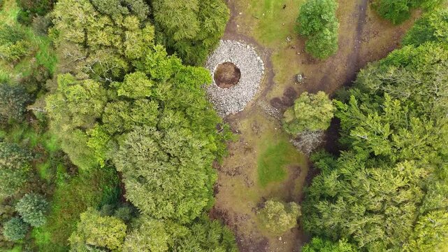 Cinematic Aerial View of Clava Cairns Bronze Age Burial Ground, Scotland - 4K Drone Footage