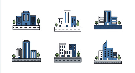 Obraz premium City Block Line art creative abstract vector