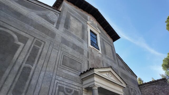 Cinematic Slow Motion Facade Basilica Of Saints Nereus And Achilleus Rome