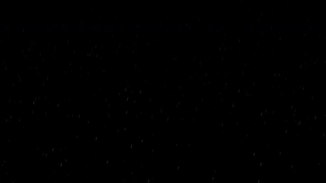 4K heavy rain falling with alpha channel, realistic rainfall animation on transparent background.
