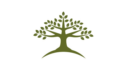 Fototapeta premium Green tree silhouette on white background