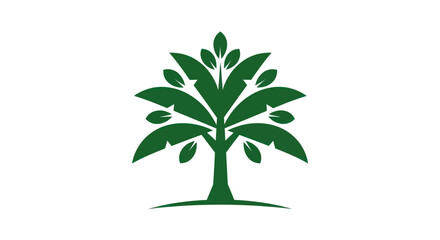 Green tree silhouette on white background